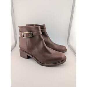 Clarks Size 6 Maye Grace Brown Leather Ankle Boots Buckle Booties